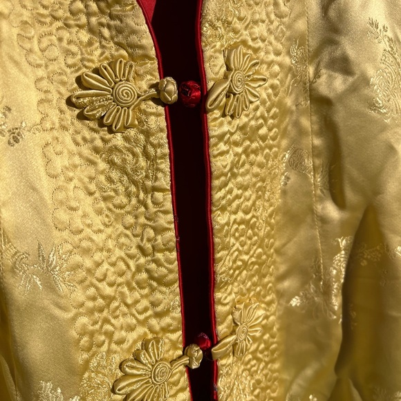 Jacquard Chinese Mandarin Collar Quilted Coat Pockets Reversible Jacket Silk - Picture 3 of 10